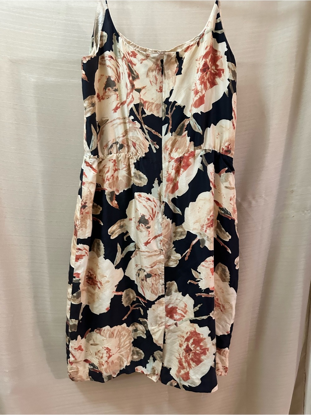 J.Crew 100% Silk Floral Slip Dress Black Pink Cream Lined Size 4 Spaghetti Strap - Picture 6 of 8
